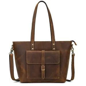 Vintage Luxury Custom Men’s Crazy Horse Leather Laptop Handbag Designer Office Shoulder Travel Tote Bag