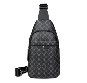 Vintage Luxury Men’s Crossbody Bag Casual PVC Shoulder Design with Zipper Fashionable Soft Multifunction Chest Bag