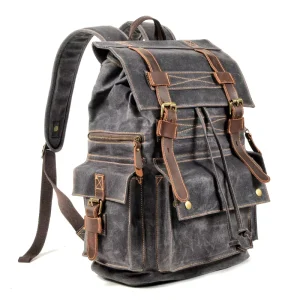 Vintage Men’s Backpack Batik Canvas Waterproof Laptop Backpack Outdoor Travel Hiking Camping Backpack