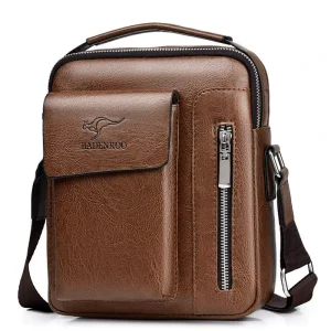 Vintage Men’s Business Messenger Bag Custom Logo PU With Polyester Fashion Style Briefcase Bag Shoulder Bag