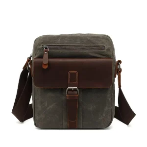Vintage Men’s Canvas Large Capacity With Zipper Closure Cotton Lining Waterproof Satchel Shoulder Crossbody Messenger Bag