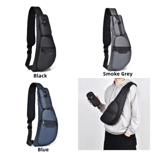 Vintage Men’s Chest Oxford Soft Leisure Sport Waterproof Durable Shoulder Bag Crescent Shape Detachable Polyester