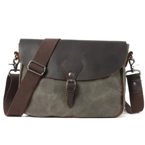 Vintage Men’s Crossbody Bag Waterproof Oil Waxed Canvas Small Casual Messenger Bag for Outdoor Travel