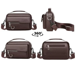 Vintage Men’s Genuine Leather Waterproof Messenger Bag Crossbody Shoulder Sling Style for Outdoor Use