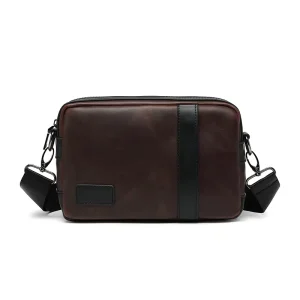 Vintage Men’s Messenger Bag PU Leather Waterproof RFID Blocking Shoulder Bag for Business Retro Crossbody Bag for Office