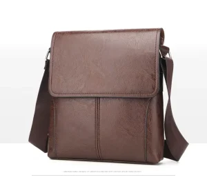 Vintage Messenger Bag For Men Retro PU Leather Waterproof Anti-Theft Durable Crossbody Bag