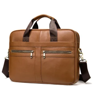 Vintage Multifunctional Genuine Leather Briefcase Hard Bag Men’s Paquete Comercial for Business and Laptop