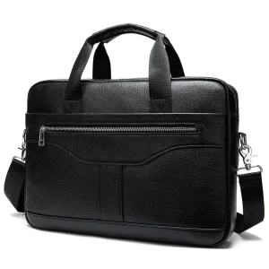 Vintage Multifunctional Genuine Leather Briefcase for Men, Laptop Business Handbag