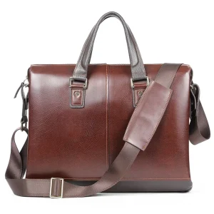 Vintage Multifunctional Genuine Leather Laptop Briefcase, Men’s Business Handbag