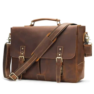 Vintage Multifunctional Men’s Briefcase Soft Genuine Leather Laptop Business Handbag Paquete Comercial