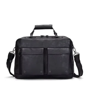 Vintage PU Leather Mochila, Men’s Soft Messenger Briefcase for Business Work Daily Use
