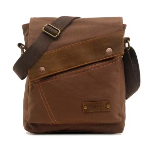 Vintage Shoulder Crossbody Daypack Blank Messenger Bag Canvas for Men