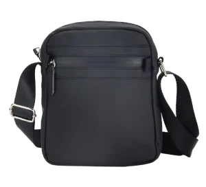 Vintage Small Black Men’s PU Leather Sling Crossbody Shoulder Bag Adjustable Strap Zipper Closure