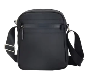 Vintage Small Black Men’s PU Leather Sling Crossbody Shoulder Bag Adjustable Strap for Work Business Outdoor Zipper Closure