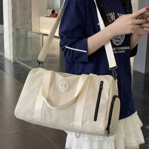 Vintage Soft PU Leather Business Travel Duffel For Couples Large Capacity With Wet And Dry Separation Carry On Luggage Bag