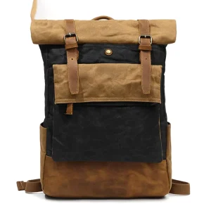 Vintage Style Canvas Backpack Unisex Outdoor Adventure Daily Use Retro Men’s Travel Laptop Compartment Zipper Cover Polyester