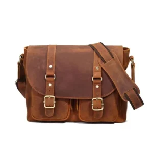 Vintage Style Custom Logo Sling Bag Genuine Leather Men’s Shoulder Bag Fashionable Canvas Customizable Logo Decoration
