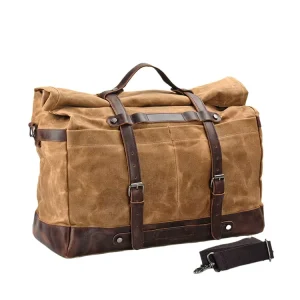 Vintage Style Customized High capacity Men’s Sports Waterproof Gym Bag Waxed Canvas Duffel Large Bag