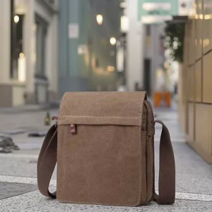 Vintage Style Men’s Canvas Sling Bags Small Side Bags for Men and Women Vertical Design