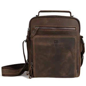 Vintage Style Men’s Sling Bag Large Capacity Leather Men Crossbody Bag Minimalist Handbags for Men