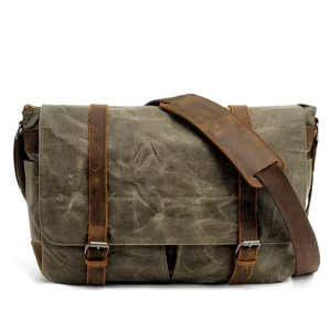 Vintage Style Waxed Canvas Durable Mens Messenger Bag Waterproof Single Shoulder Crossbody Bags for Men