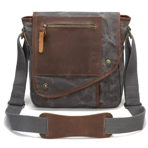 Vintage Style Waxed Canvas Shoulder Bag Men Waterproof Crossbody Bag Canvas Messenger Bags Heavy Duty Crossbody
