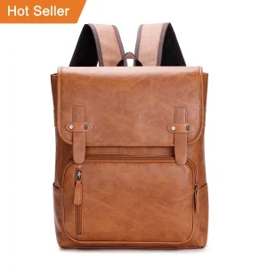 Vintage Stylish Waterproof PU Leather Laptop Backpack for Men Women Business Travel College Bookbag for School Office Use