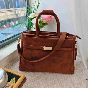 Vintage Suede Tote Bags Spacious Dual Carry Handbags With Custom Logo Low MOQ