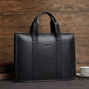 Vintage Vegetable Tanned Genuine Cowhide Men’s Soft Briefcase Premium Executive Business Office Bag with Laptop