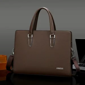 Vintage Waterproof Hand-held Single Shoulder Dual-use Business Laptop Bag PU Material Zipper Closure Men’s