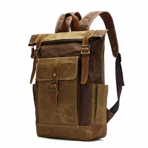 Vintage Waterproof Waxed Canvas Briefcase Large Satchel Shoulder Bag Rugged Computer Multi Pocket College Travel Bag