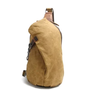 Vintage Waxed Canvas Waterproof Convertible Men’s Crossbody Chest Bag Sling Backpack Daypack