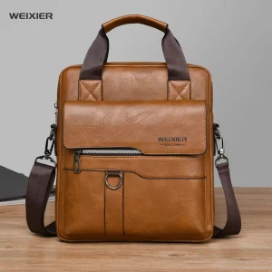 WEIXIER Business Retro PU Leather Men Bags Small Shoulder Crossbody Bag for Men Everyday Casual Travel Messenger Bag Handbag