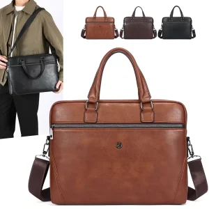 WEIXIER Custom logo PU Leather Briefcase Men Single Shoulder Messenger Bag Business Large-capacity Laptop Bag