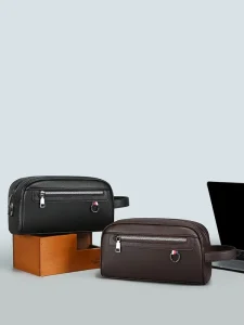 WEIYI Pu Men’s Clutch Bag Multi Compartment Wristlet 6 Card Slots Large Capacity Travel Toiletry Durable Handbag Daily Use