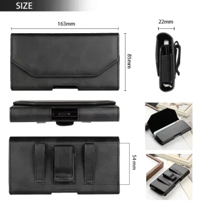 Wallet Flip Cover Mobile Phone Bags for Outdoor Sports Men’s Belt Hanging Waist Anti-fall Engineering Leather Case
