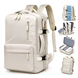 Water Resistant Padded Overnight Slim Durable Extra Large Capacity with USB Charging Port Laptop Backpack