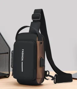 Waterproof Anti-Theft Men’s Chest Bag with USB Charging Travel Motorcycle Bike Sling Bag
