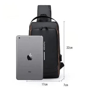 Waterproof Anti Theft Nylon Men’s Chest Bags with USB Multi function Travel Messenger Cross Body Sling Chest Bag for Men