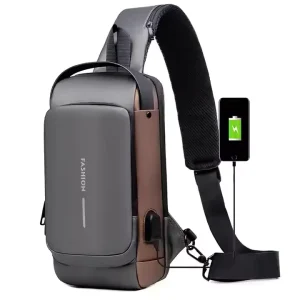 Waterproof Anti Theft Nylon Men’s Chest Bags with USB Multi-function Travel Messenger Cross Body Sling Chest Bag for Men