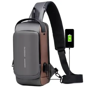Waterproof Anti Theft Nylon Men’s Chest Bags with USB Multi function Travel Messenger Cross Body Sling Chest Bag for Men