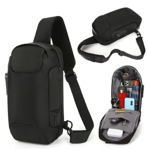 Waterproof Anti Theft Usb Men Chest Bag Cross Body Bag for Men Smell Proof Crossbody Bag