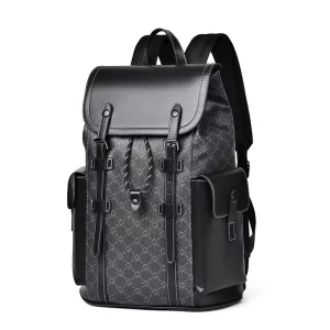 Waterproof Backpack Bags Laptop Custom Full Print Logo PU Leather Backpack for Men