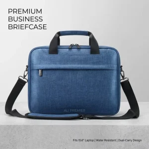 Waterproof Blue Laptop Briefcase Classic Business Messenger Bag Large Capacity Shoulder Computer Tote for Office Men
