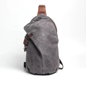 Waterproof Canvas With Genuine Leather Triam Men’s Breast Bag Inclined Backpacks