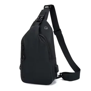 Waterproof Casual Sport Travel Crossbody Sling Chest Bag Men’s Messenger Bag with USB