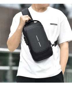 Waterproof Chest Bag USB Men Crossbody Sling Bag Men Crossbody Bag for Men
