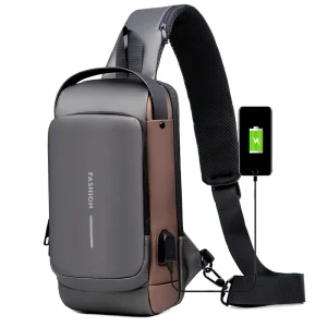 Waterproof Chest Bag With USB Anti-Theft Crossbody Bag for Men’S Single Shoulder Nylon Man Fannypack