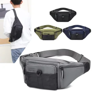 Waterproof Crossbody Bag Lightweight Single Outdoor Sports Waist Bag Men’s Belt Waist Bag with Zipper