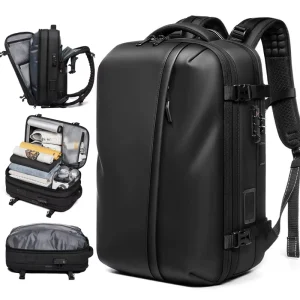Waterproof Expandable Laptop Backpack for Men with One-Click Vacuum Compression TSA Lock USB Port Fits 17″ Travel Men’s Bag